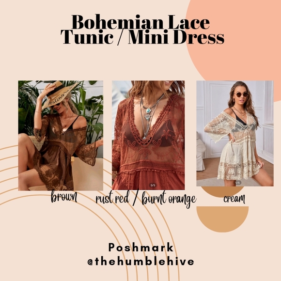 💫HP💫 Cream Boho Lace Tunic Cover Up - Picture 4 of 4